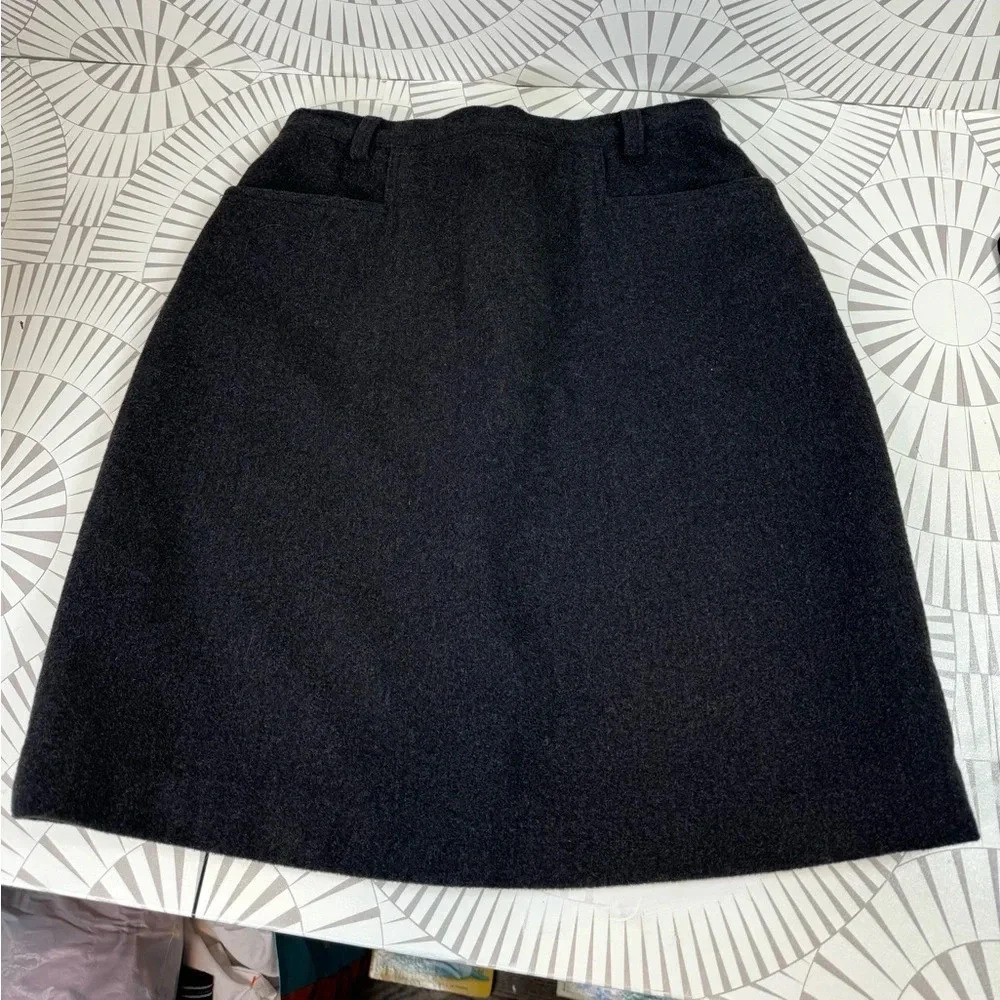 Field Gear Women’s Charcoal Gray Wool Blend Skirt Pockets Vintage‎ Size 10